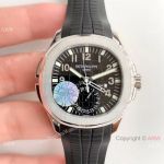(GR) Swiss Copy Patek Philippe Aquanaut Travel Time SS Black Dial Watch 40mm